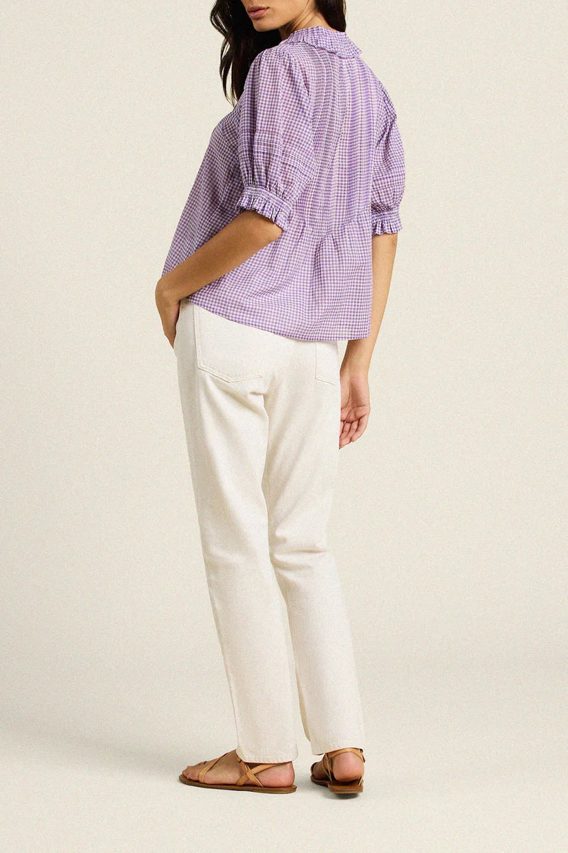 Trovata Jess Blouse in Lilac Gingham