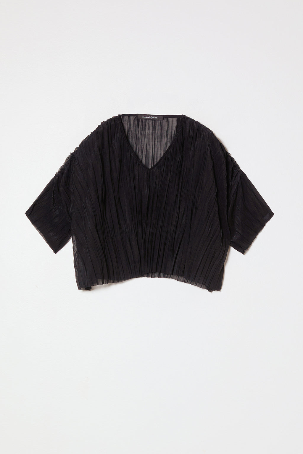 Atelier Delphine Flared Tee Random Pleats in Black