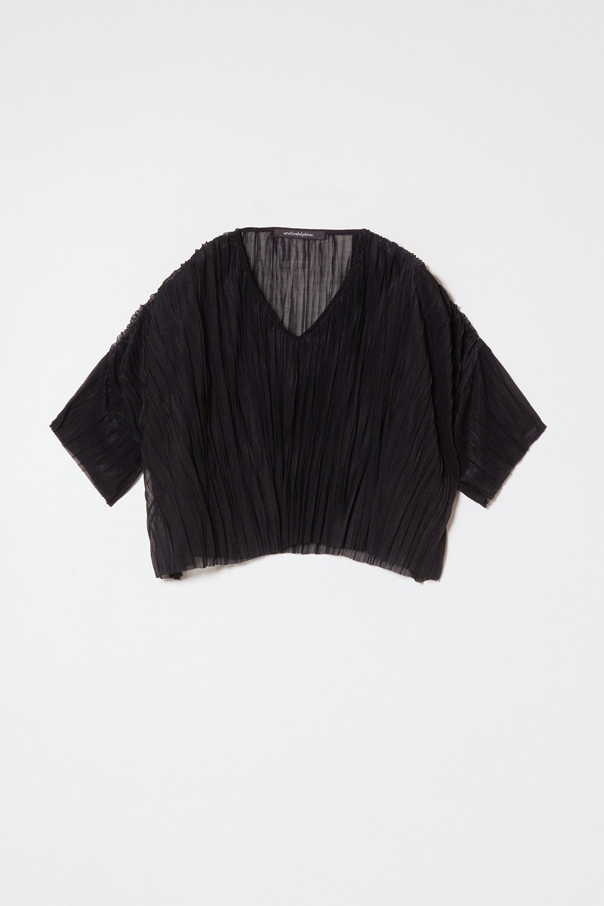 Atelier Delphine Flared Tee Random Pleats in Black