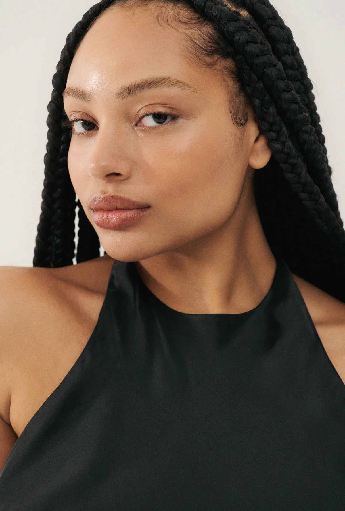 Silk Laundry Halter Dress in Black