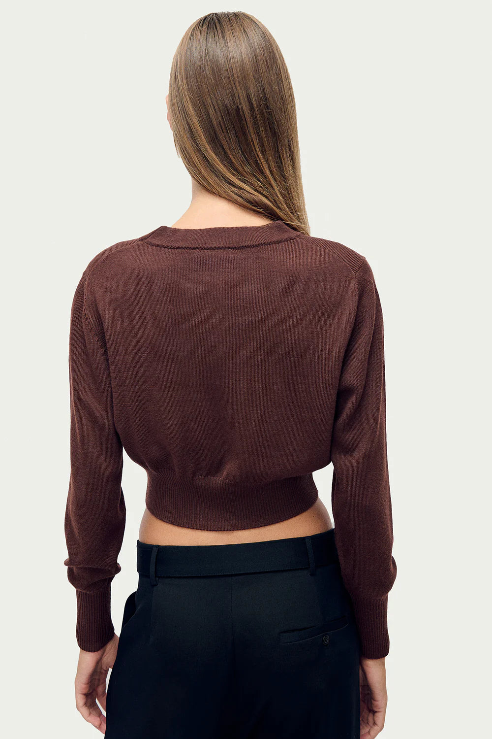 Silk Laundry Wool Cropped Crewneck in Root