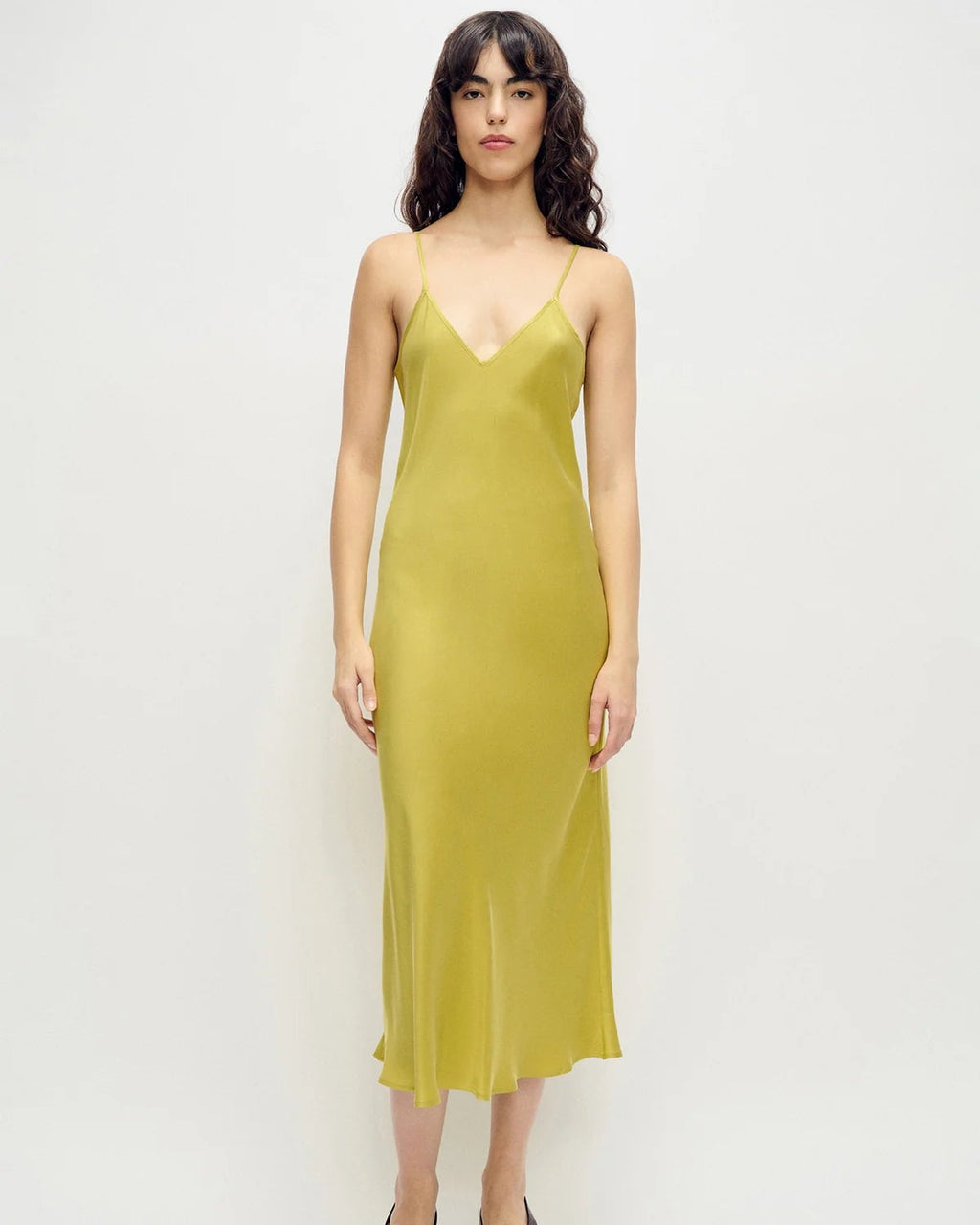 Silk Laundry 90s Slip Dress in Limelight