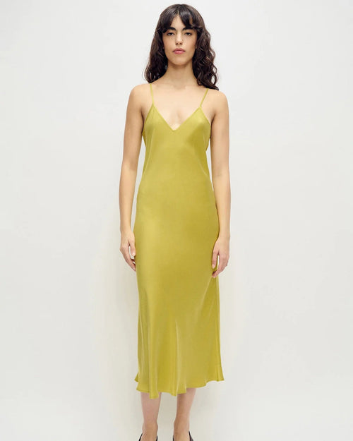 Silk Laundry 90s Slip Dress in Limelight