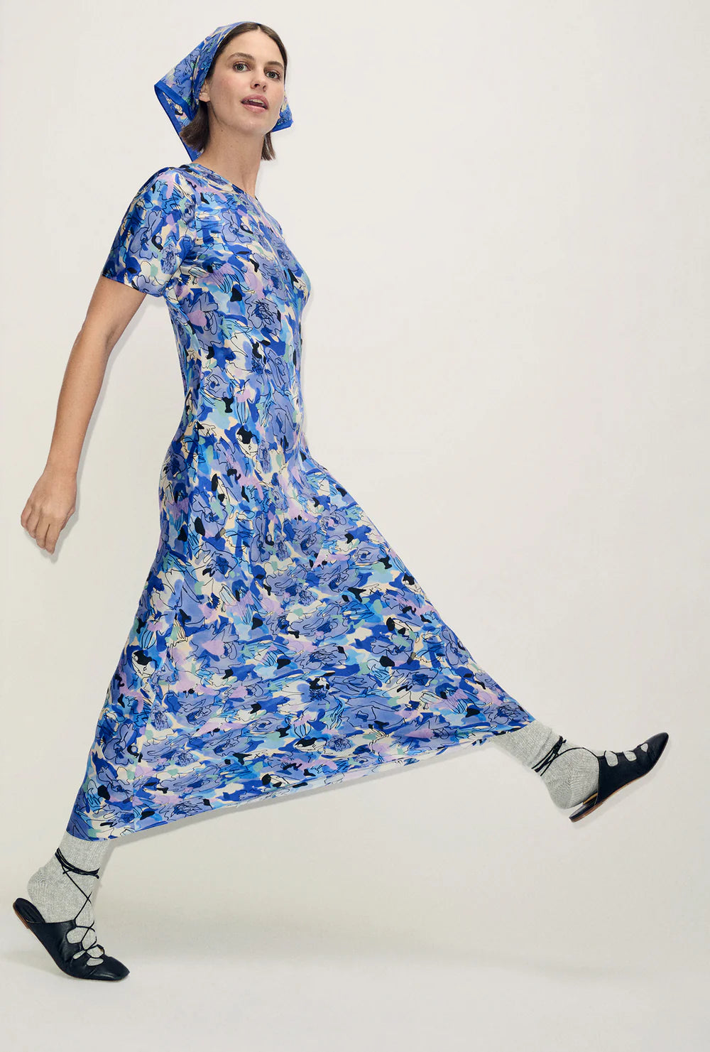 Silk Laundry Bias Dress in Cornflower Floral