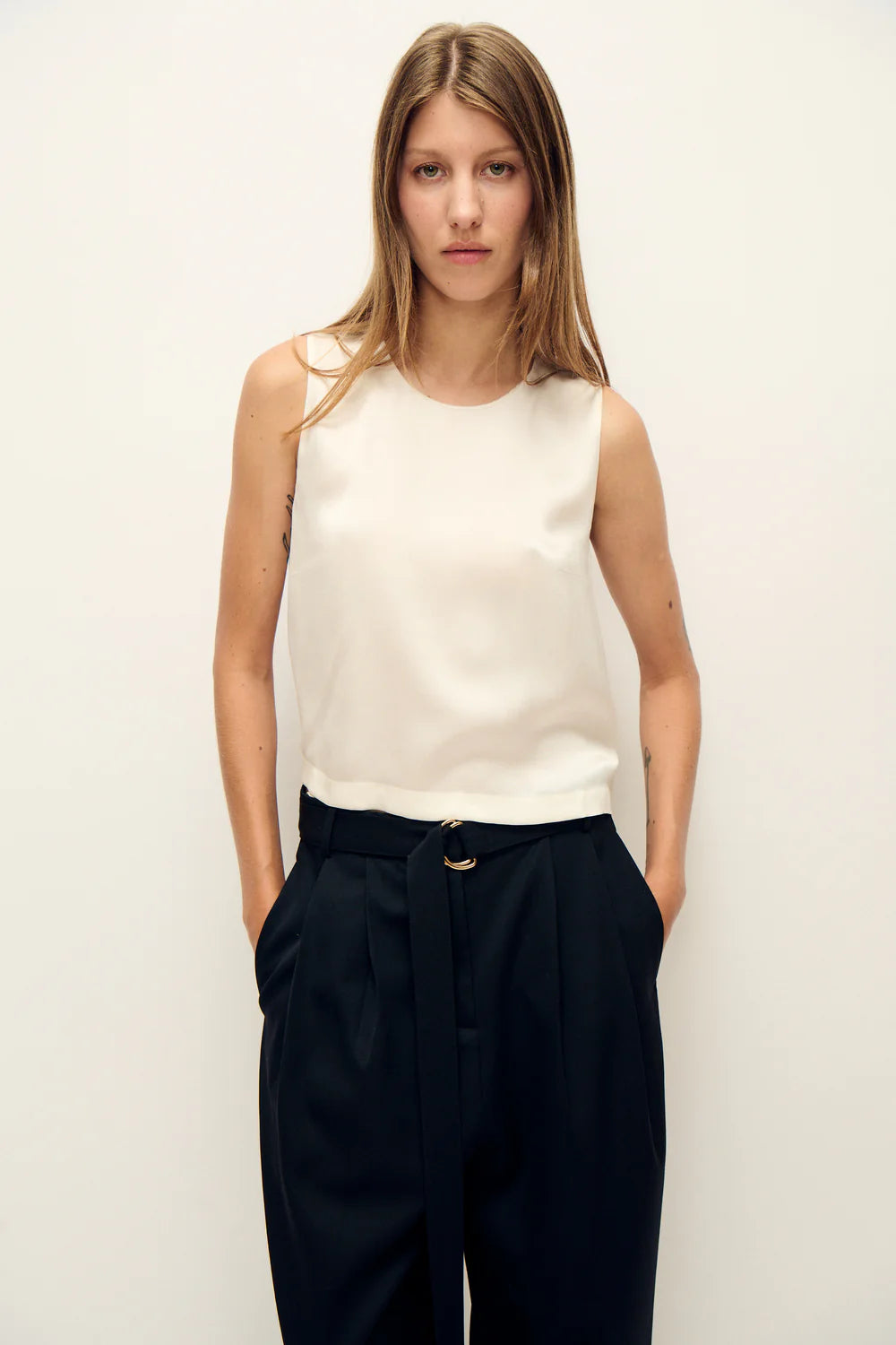 Silk Laundry Elena Top in White