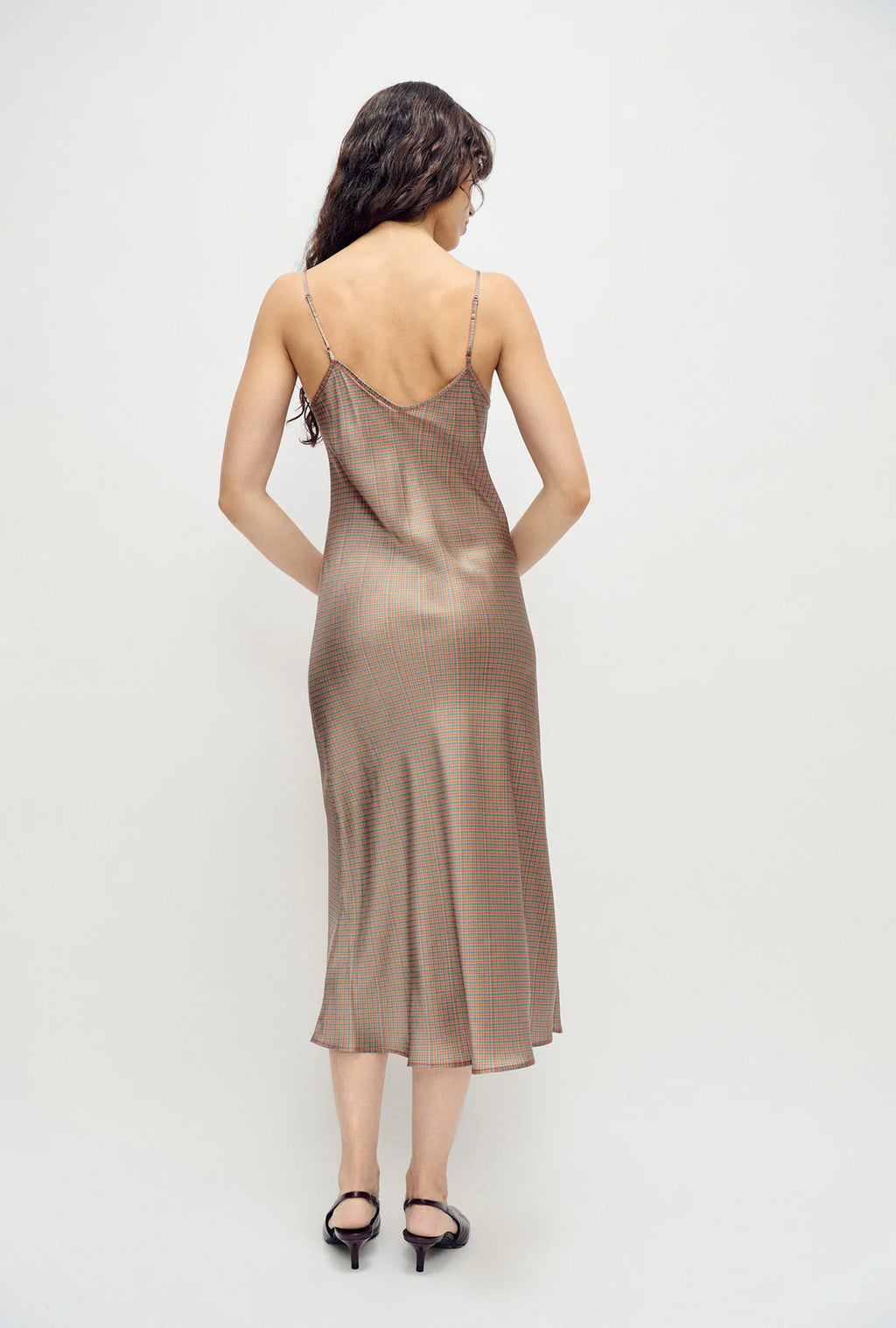 Silk Laundry 90s Slip Dress in Micro Plaid