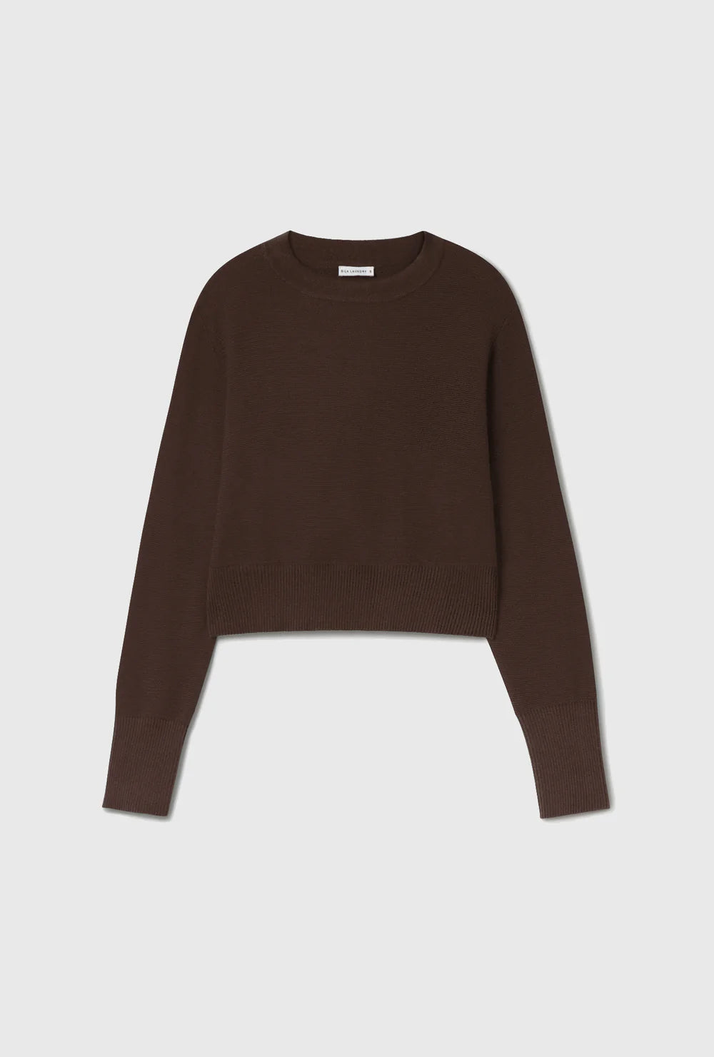 Silk Laundry Wool Cropped Crewneck in Root