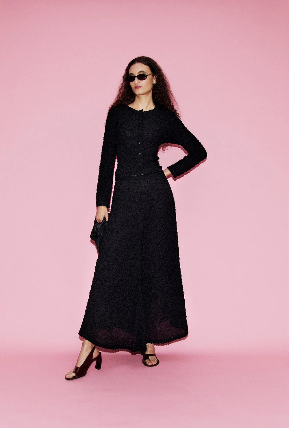 Silk Laundry Long Sleeve Elena Top in Black