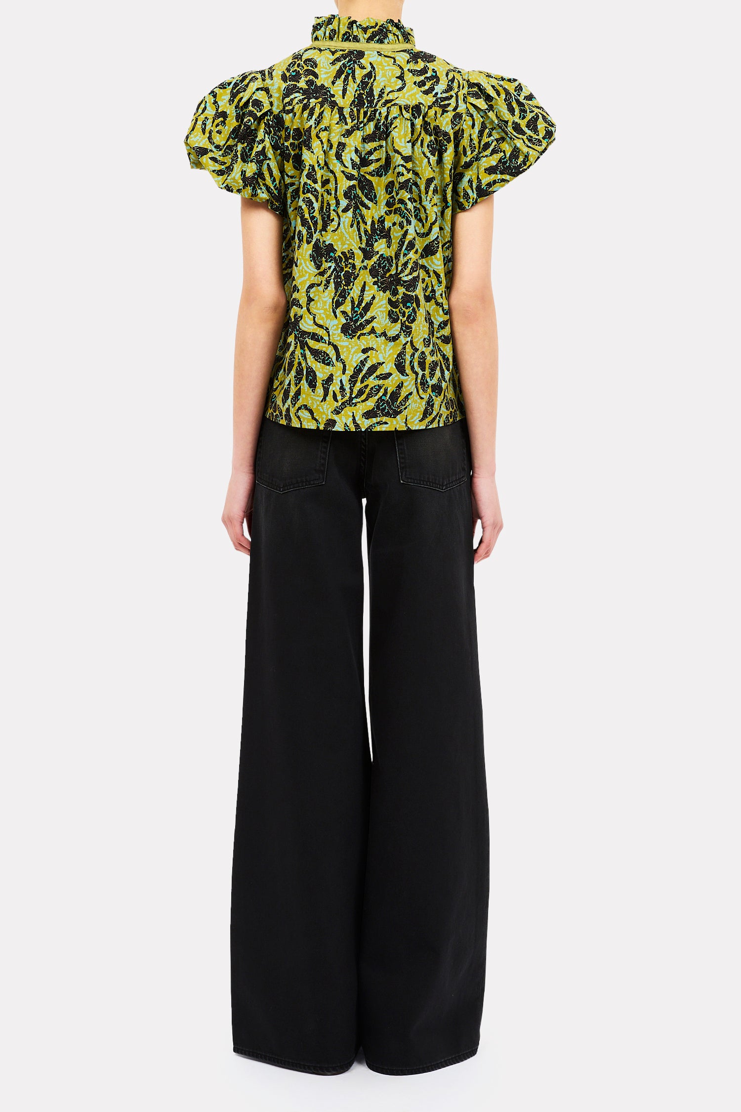 Ulla Johnson Estela Short Sleeve Top in Chartreuse