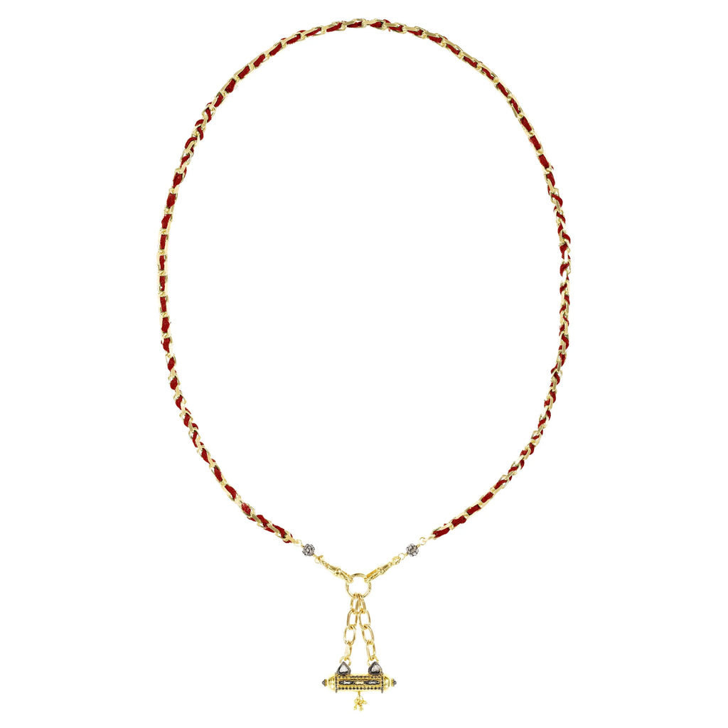 MLC Necklace in Gold Red with Detachable Decorative Pendant
