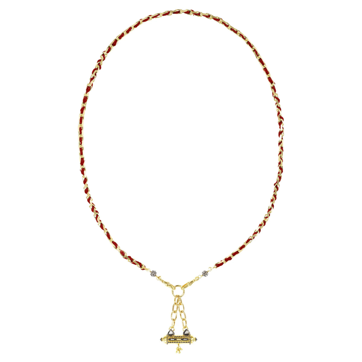 MLC Necklace in Gold Red with Detachable Decorative Pendant