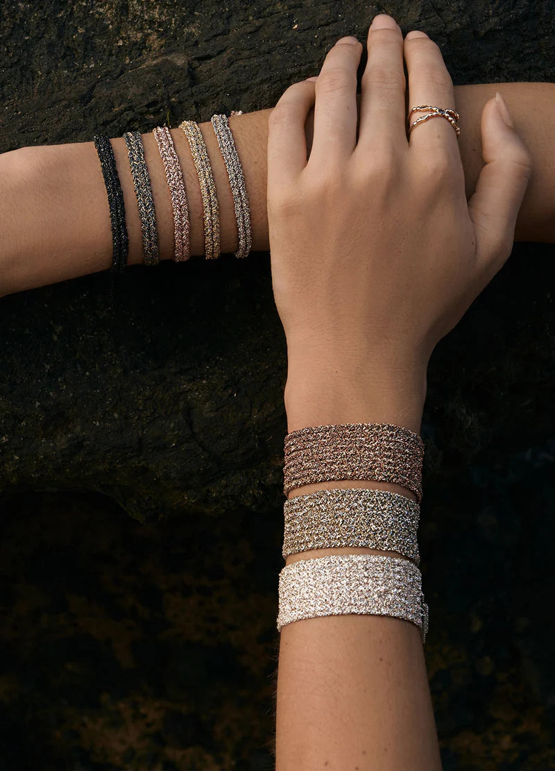 Marie Laure Chamorel Braided Bracelet Ruthenium Lurex Gold