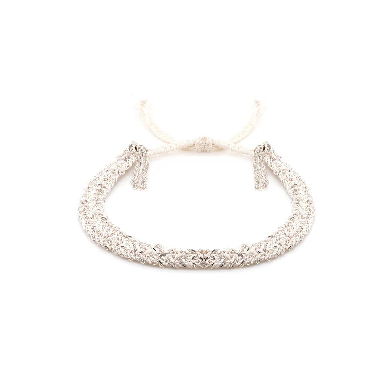 MLC White Silver Braided Bracelet