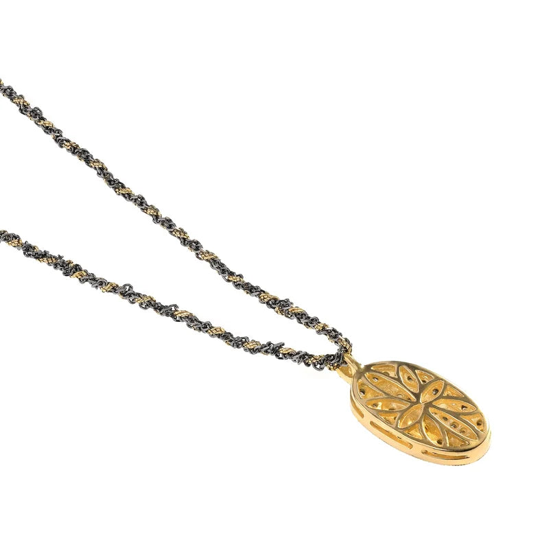 Marie Laure Chamorel Oxidized Ruthenium Medallion Necklace