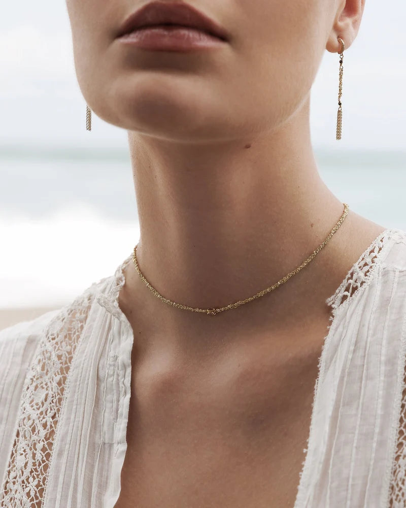MLC Polki Diamond Braid Necklace in Gold