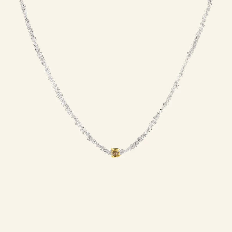 MLC Rhodium Necklace Short with Faceted Polki Diamond