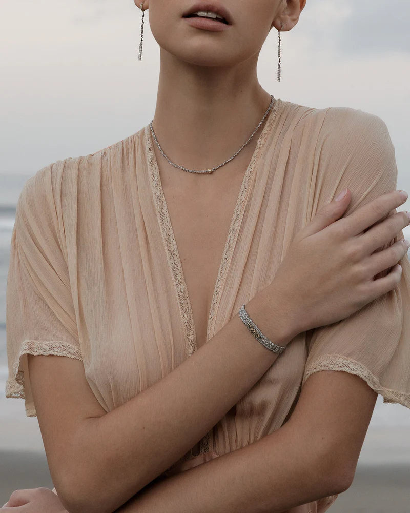 MLC Rhodium Necklace Short with Faceted Polki Diamond