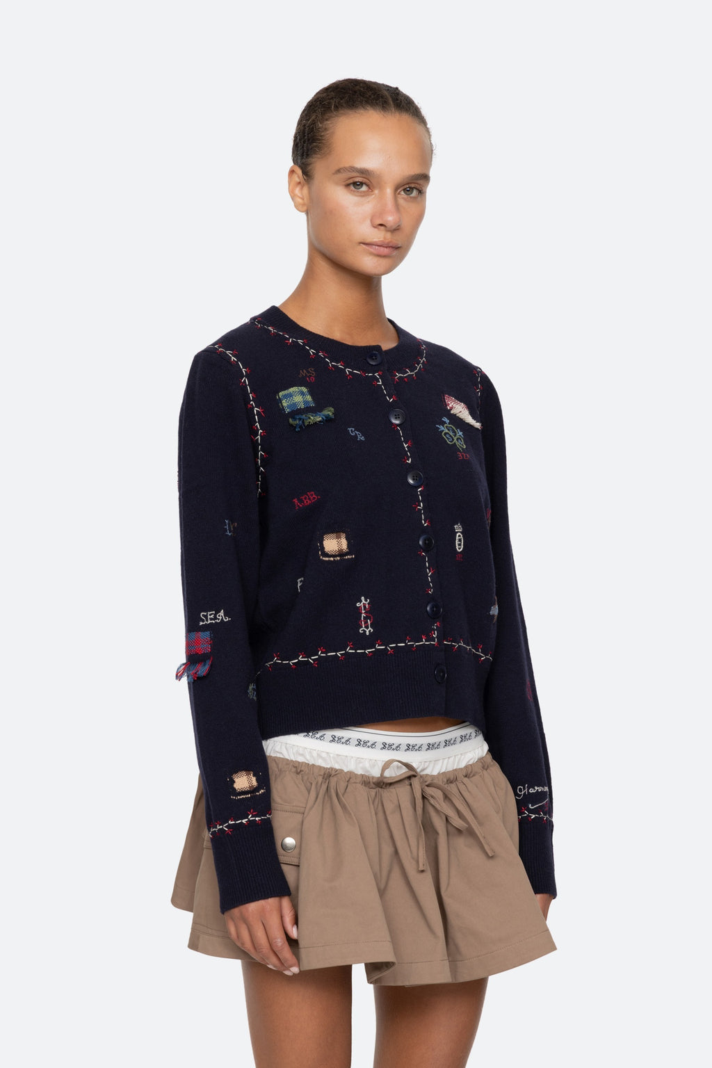 Sea New York Claira Embroidered Knit Cardigan