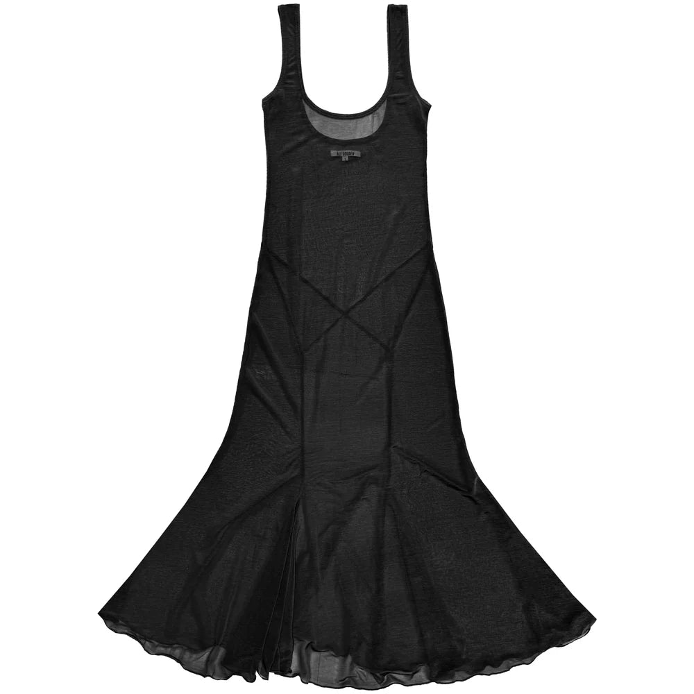 Ali Golden | Tank Dress with Asymmetrical Hem in Black