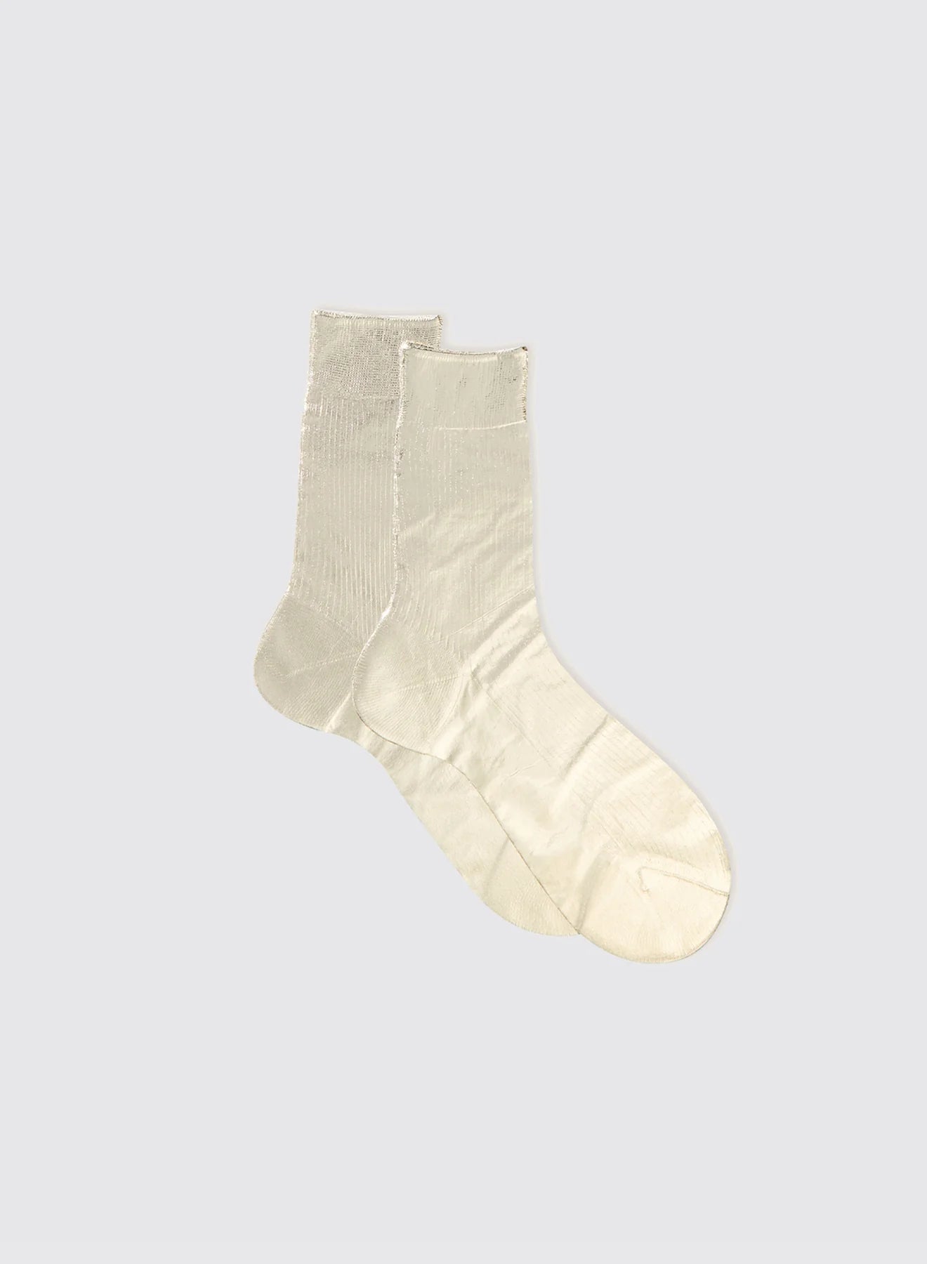 Maria La Rosa One Ribbed Laminated Socks in Platino