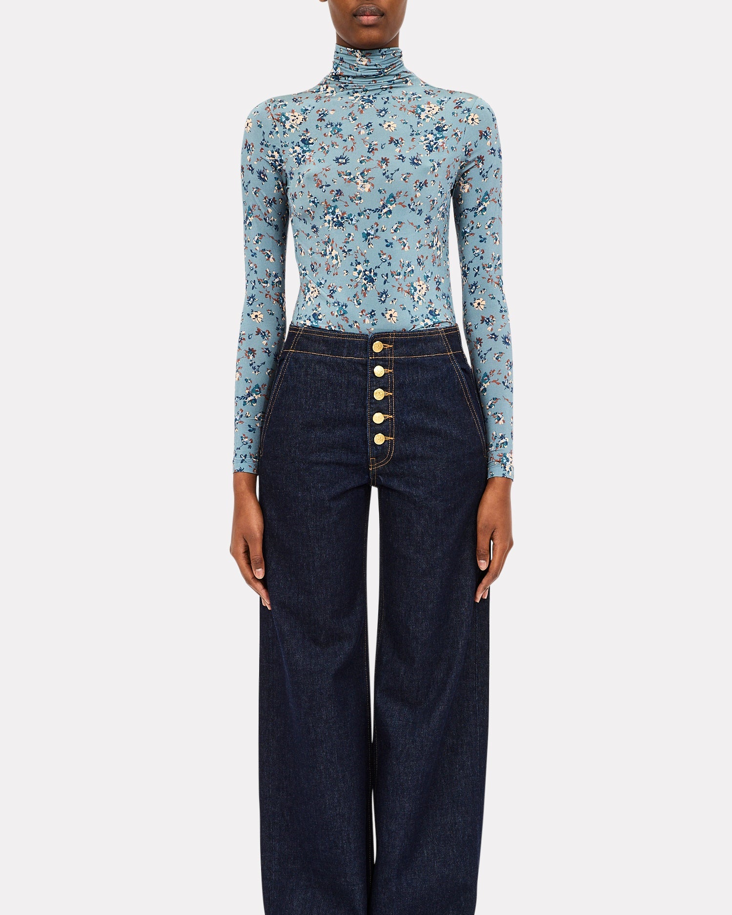 Ulla Johnson Aurelia Jersey Top in Celeste Floral