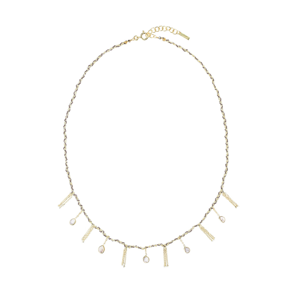 Marie Laure Chamorel Necklace Gold Beige with Polki Diamonds