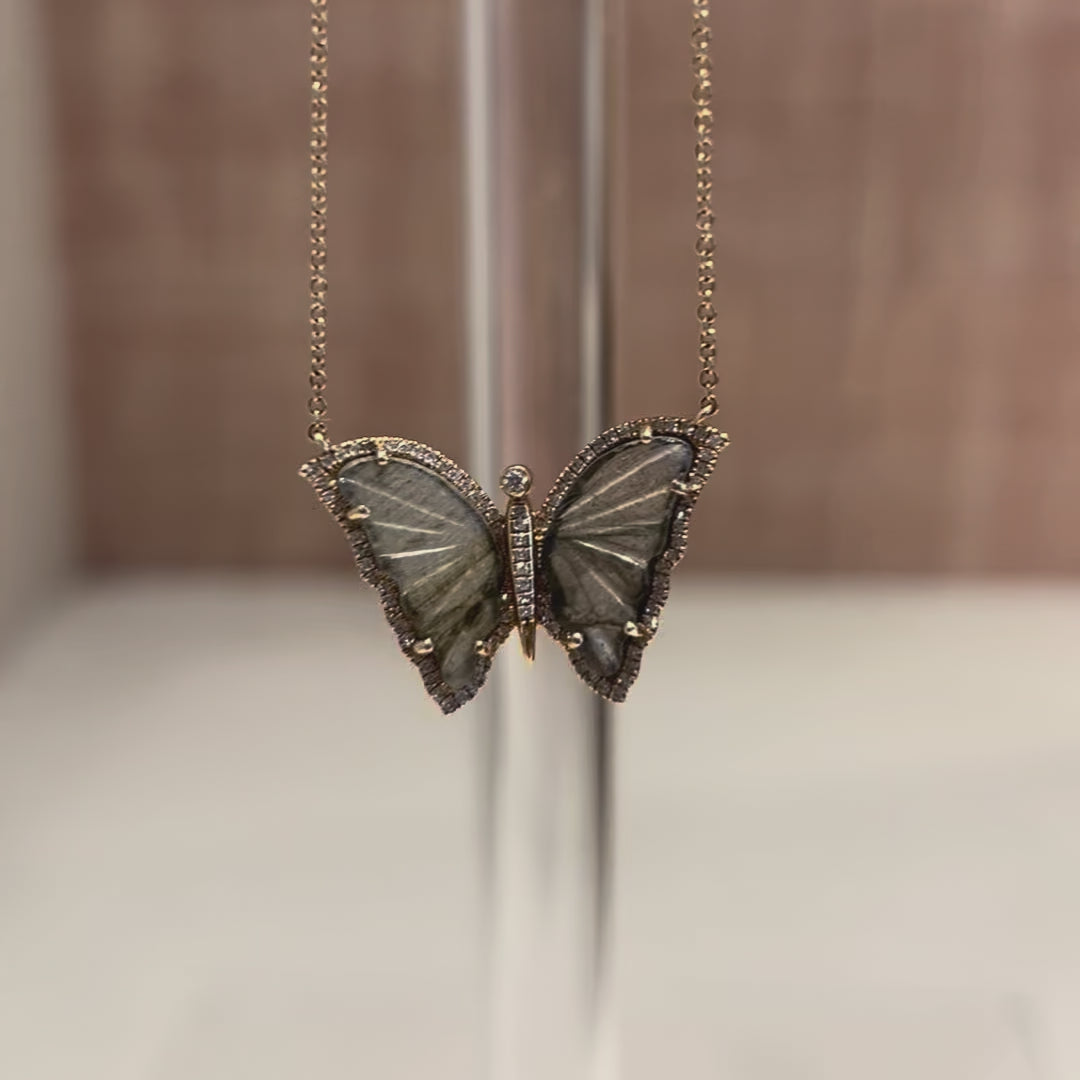 Pade Vavra Float Butterfly Necklace in Labradorite Diamond