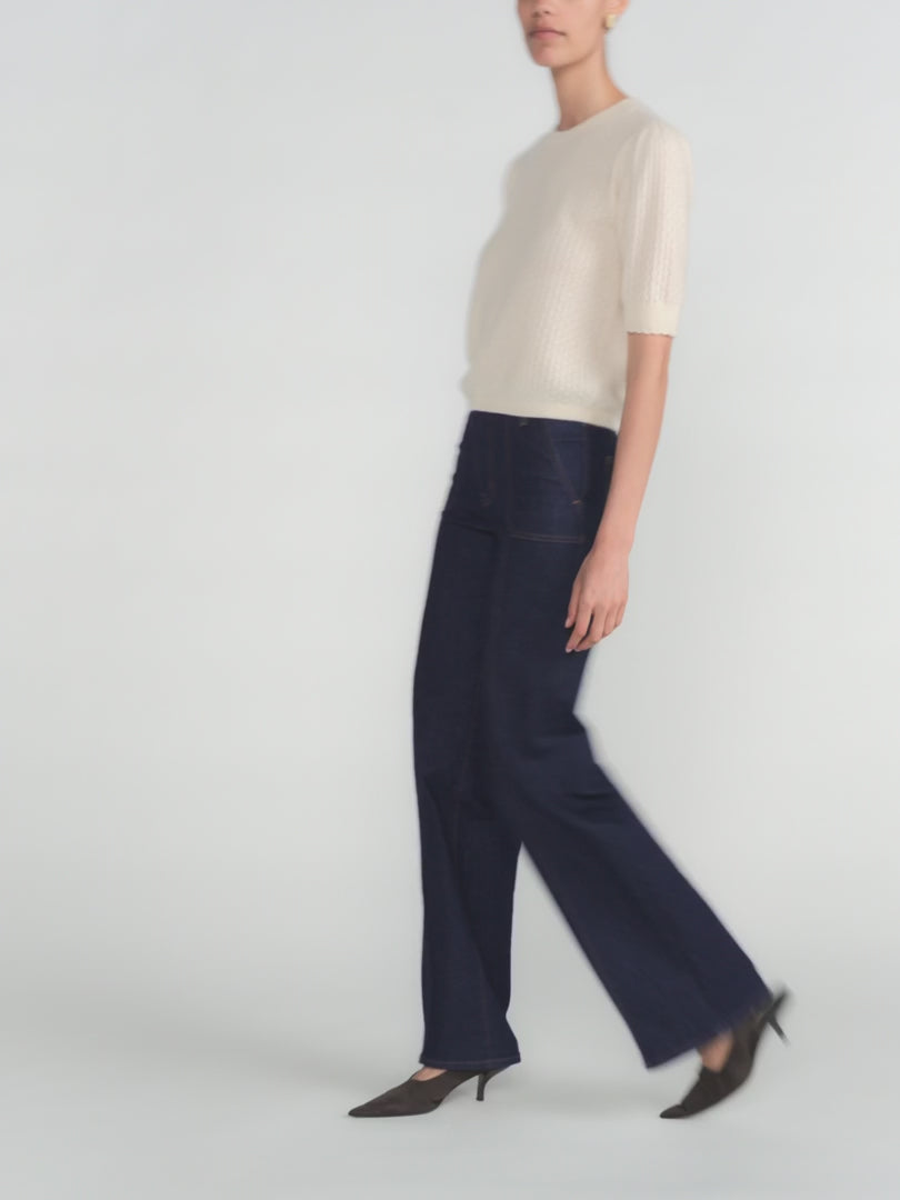 FRAME Le Slim Palazzo Pintuck Pocket in Rinse