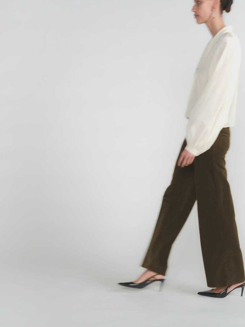 FRAME Le Slim Palazzo Modernist Pocket Corduroy in Rich Military