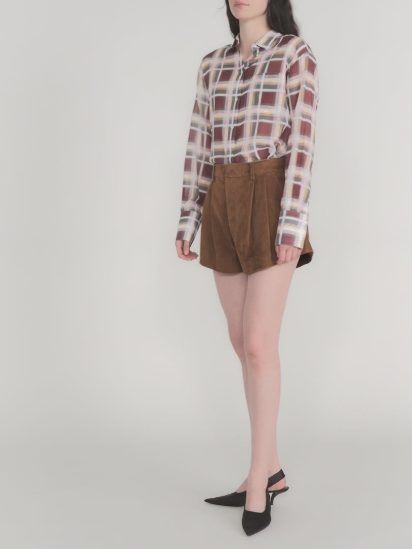 FRAME The Boy Shirt in Silver Peony Plaid