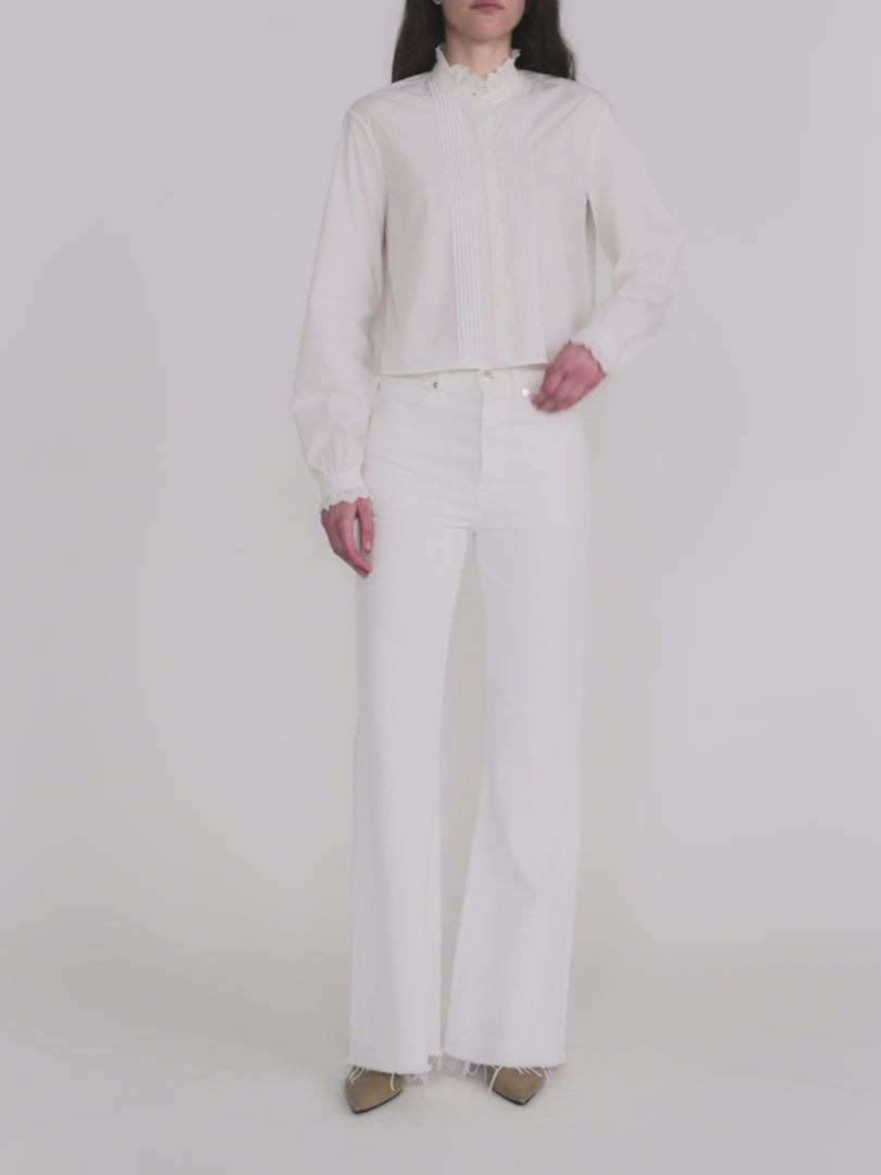 FRAME The Lax in White Raw Fray