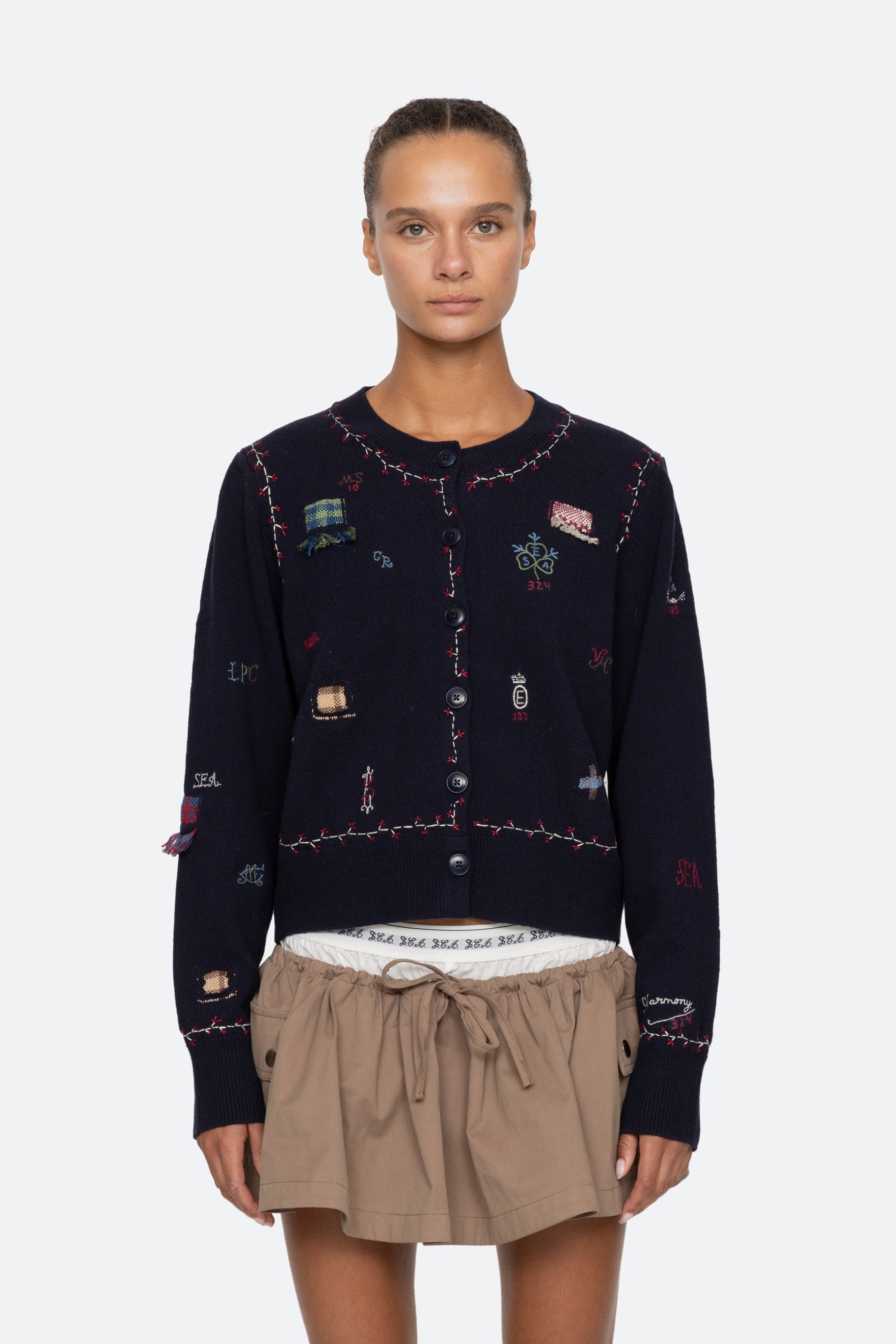 Sea New York Claira Embroidered Knit Cardigan