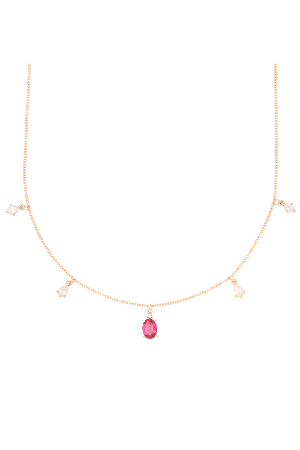 Valley Rose Circe Garnet and Diamond Five Drop Necklace