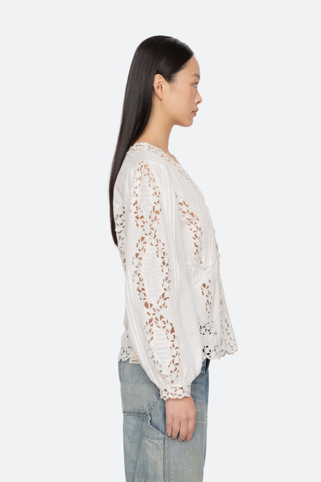 Sea New York Sofia Embroidery Long-Sleeve Blouse