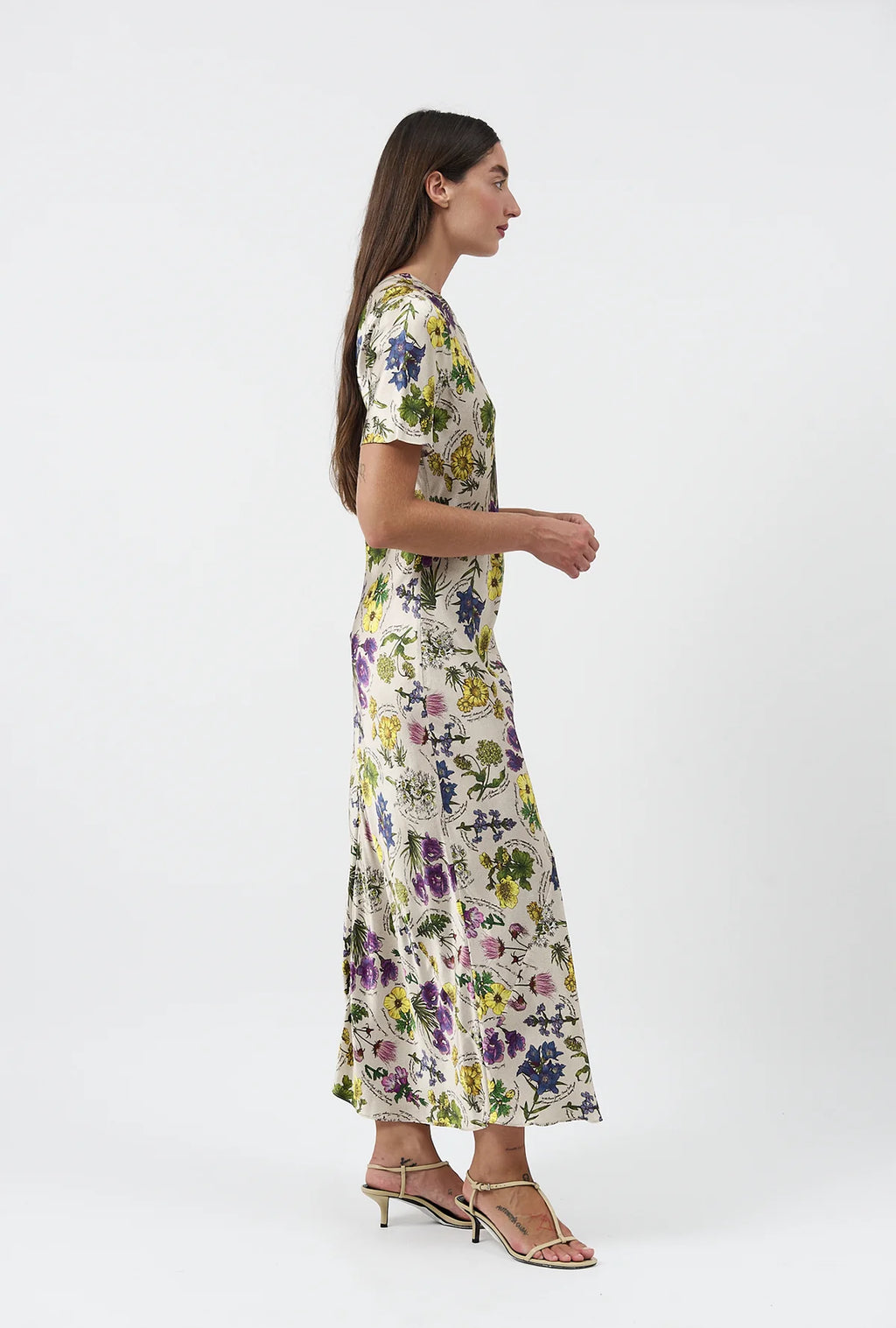 Silk Laundry Bias Cut Dress in Endangered Flowers