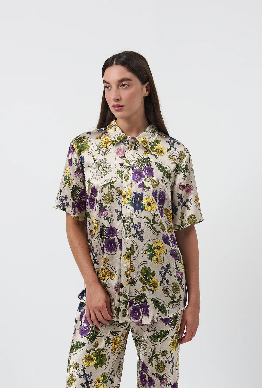 Silk Laundry Boyfriend Shirt in Endangered Flowers