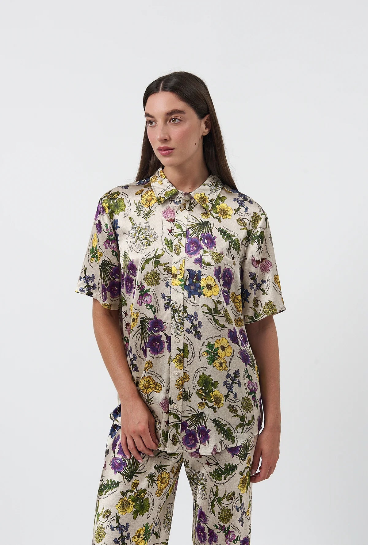 Silk Laundry Boyfriend Shirt in Endangered Flowers