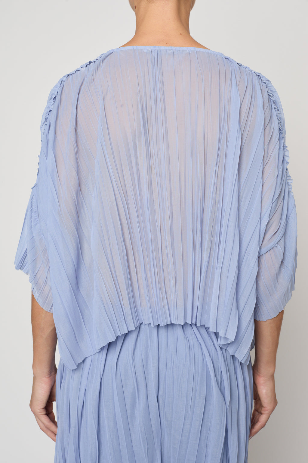 Atelier Delphine Flared Tee Random Pleats in Chambray Blue