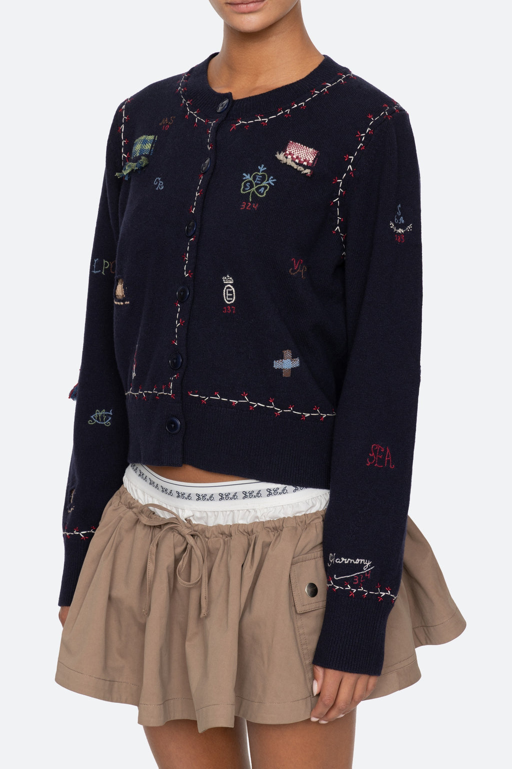 Sea New York Claira Embroidered Knit Cardigan