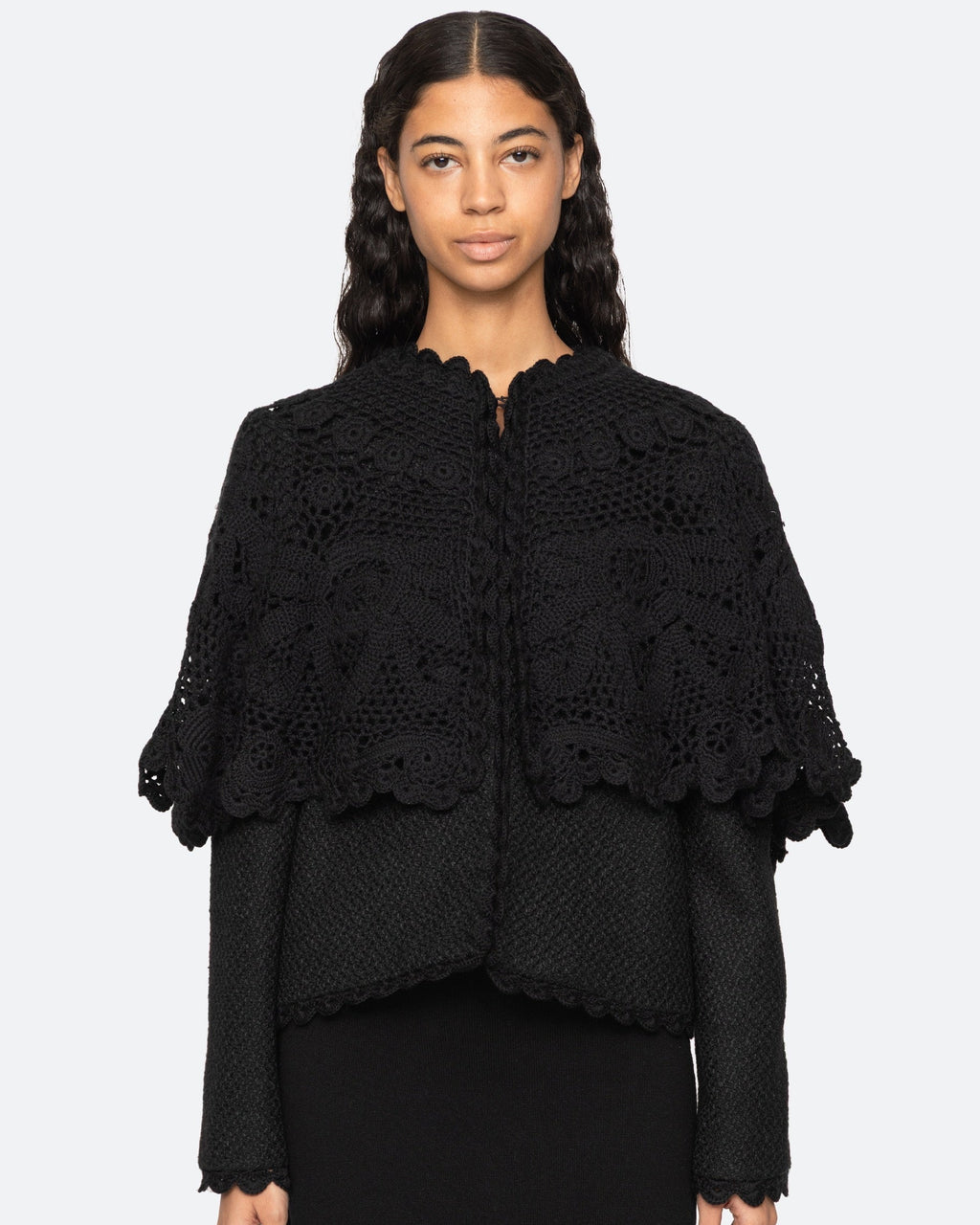 Sea New York Wright Knit Cape Jacket in Black