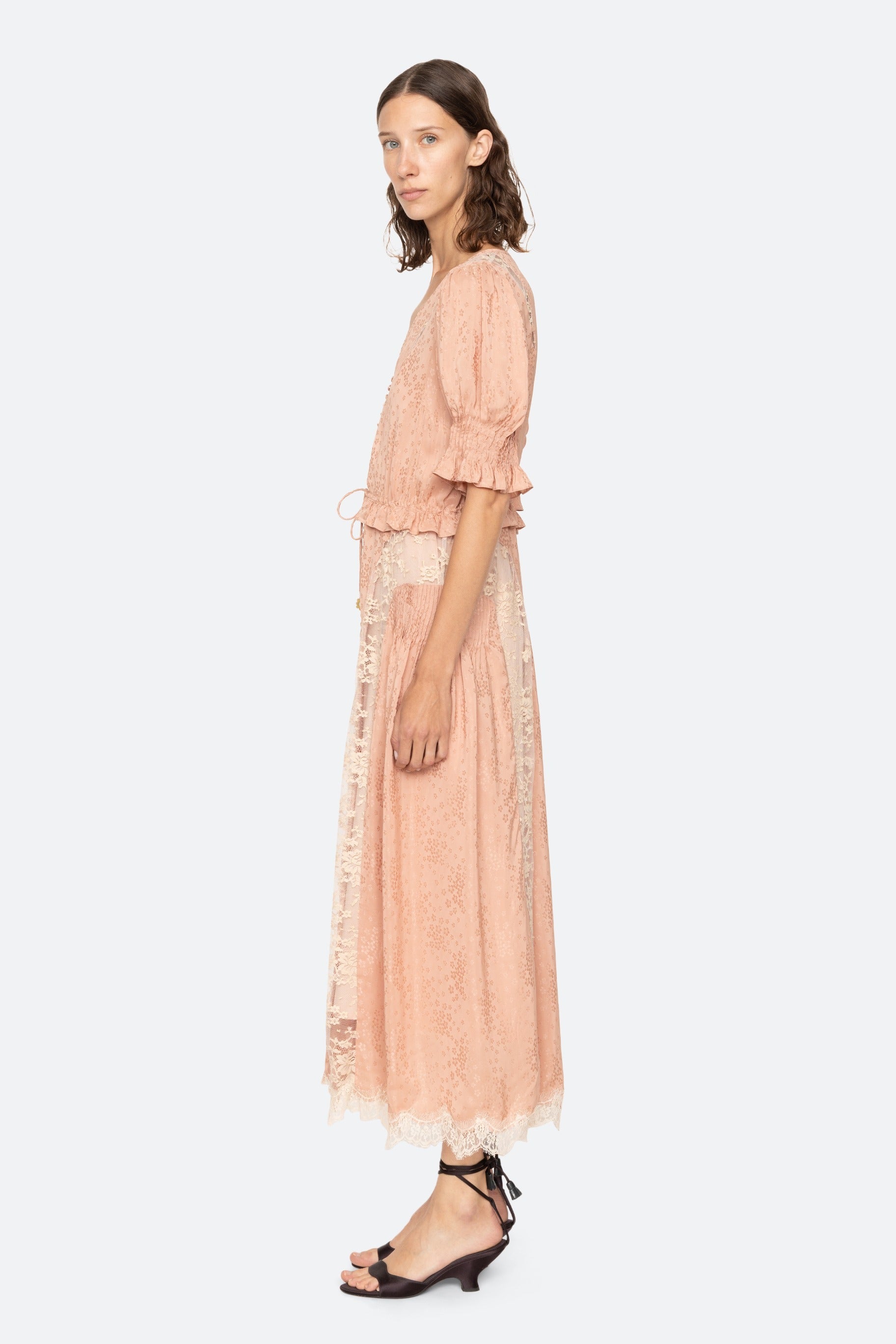 Sea New York Ethel Solid Puff Sleeve Midi Dress