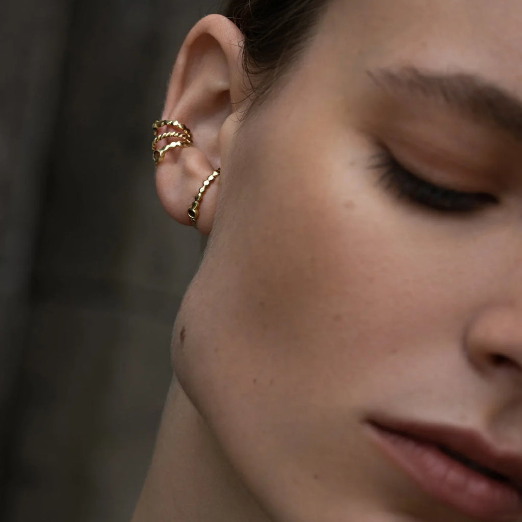 MLC Arch-Shaped Cuff Earrings in Gold with Polki Diamond