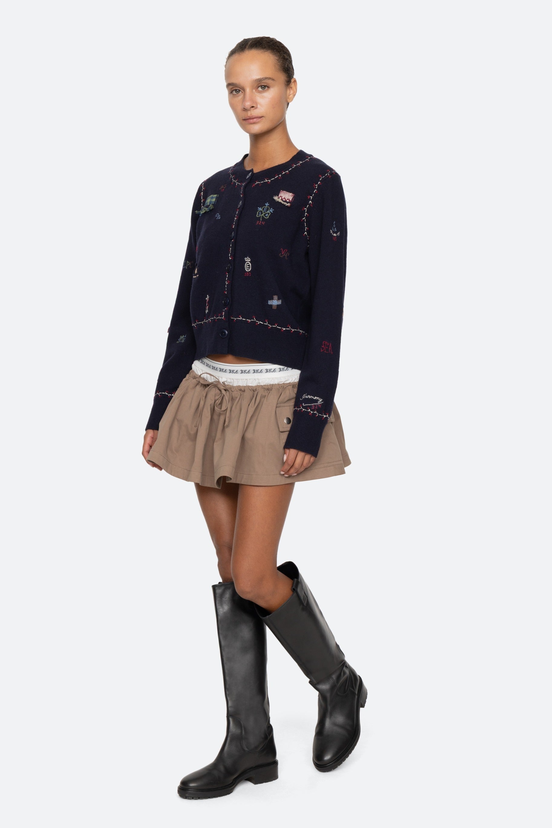 Sea New York Claira Embroidered Knit Cardigan