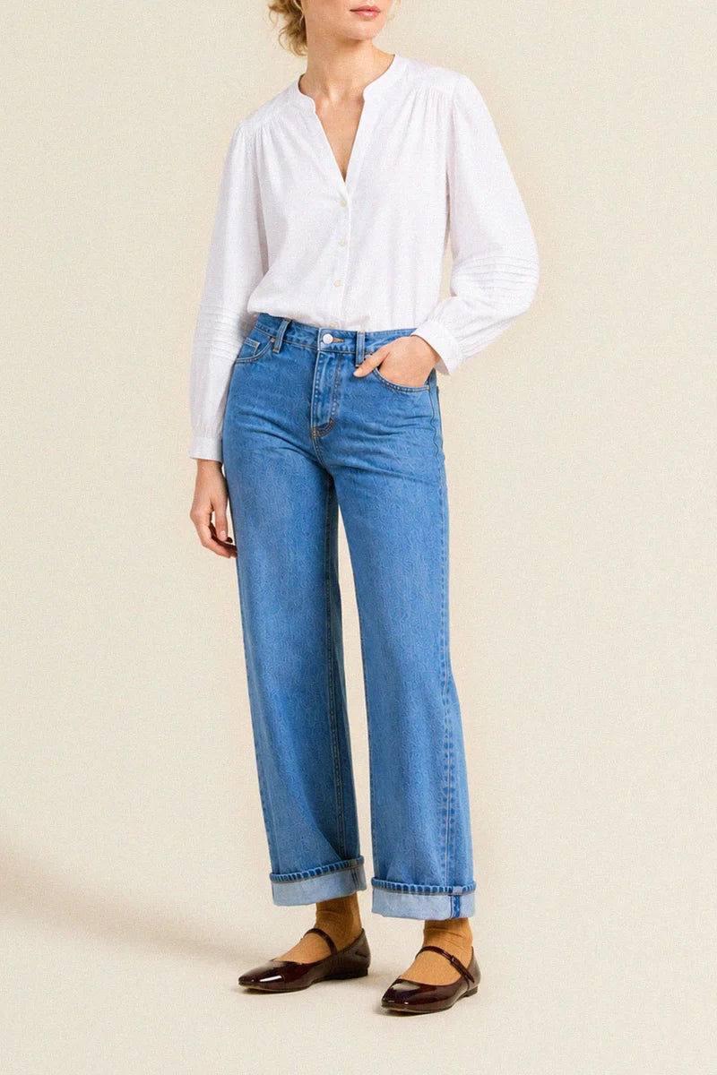 Trovata Pauline Blouse in White Coastal Cotton