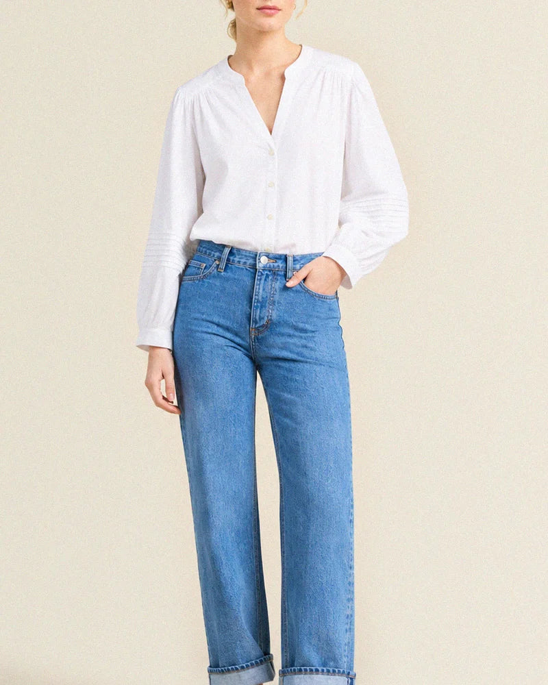 Trovata Pauline Blouse in White Coastal Cotton