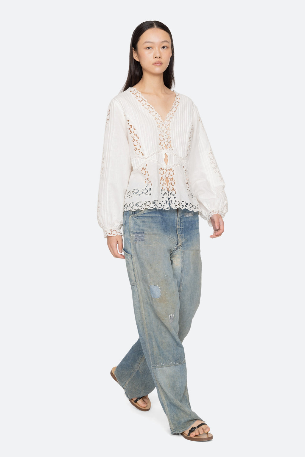 Sea New York Sofia Embroidery Long-Sleeve Blouse